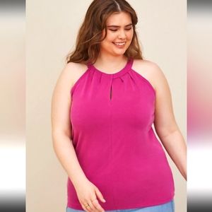 NEW! TORRID 3X BERRY KNIT CUPRO HIGH NECK TWIST HALTER TOP Sz 3X NWT